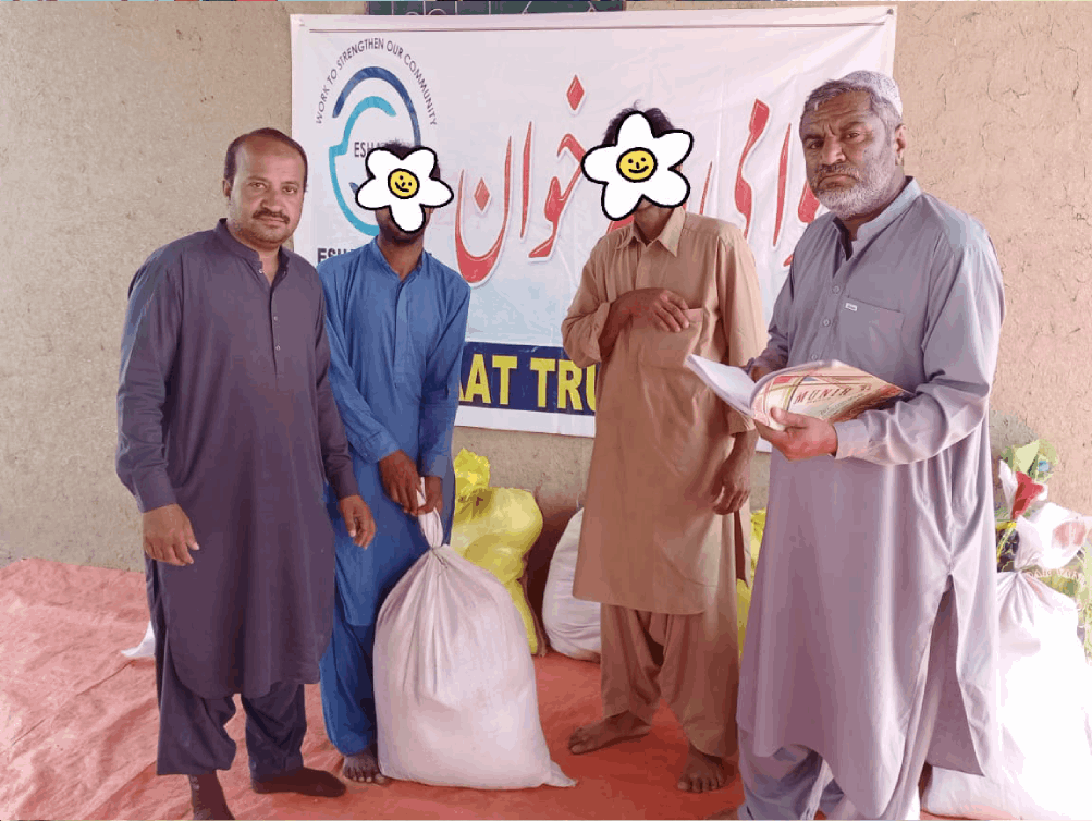 Family receiving Ration in Ramadan.