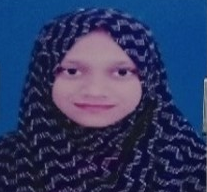 Orphan girl wearing black scarf.