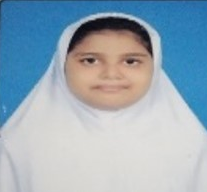 Orphan girl wearing white scarf.