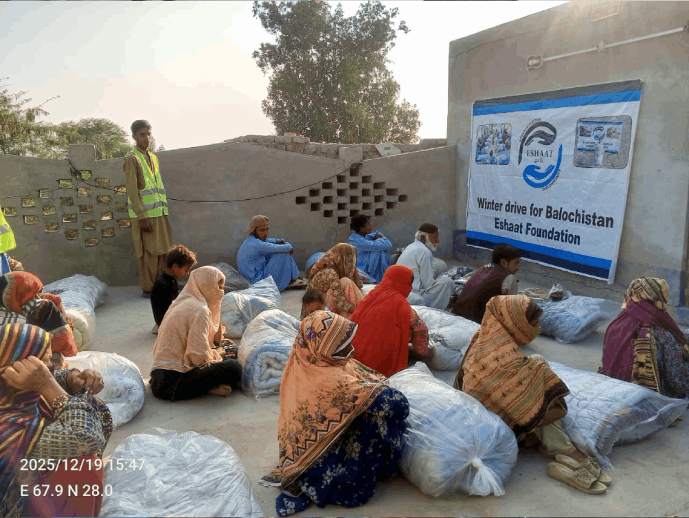 Winter drive aid distribution to vulnerable families.