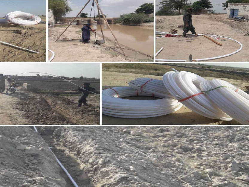 Step-by-step process of installation of a handpump.