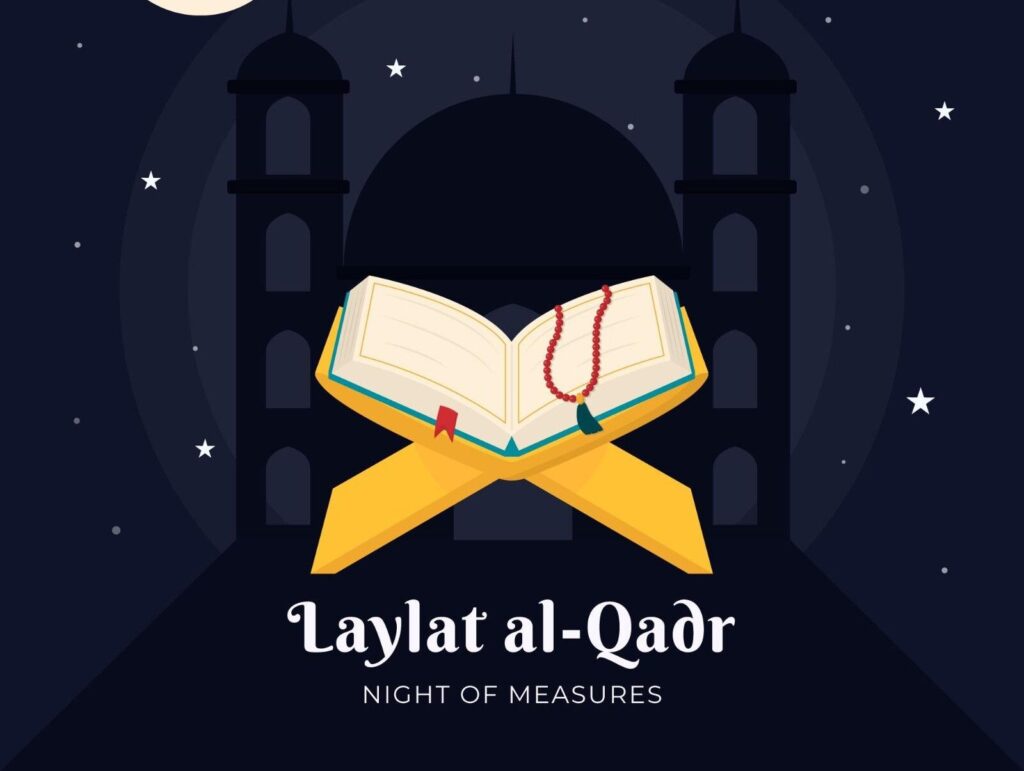 Illustration of the Holy Quran opened on the night of Lailatul Qadr